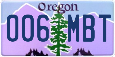 OR license plate 006MBT