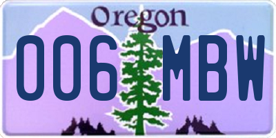 OR license plate 006MBW