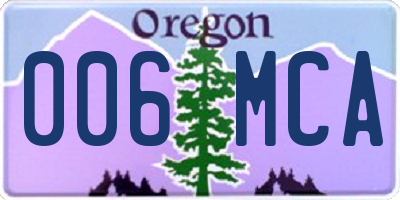 OR license plate 006MCA