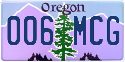 OR license plate 006MCG