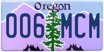 OR license plate 006MCM