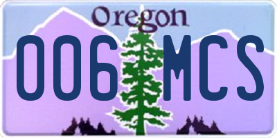 OR license plate 006MCS