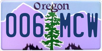 OR license plate 006MCW