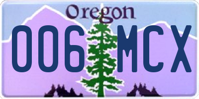 OR license plate 006MCX
