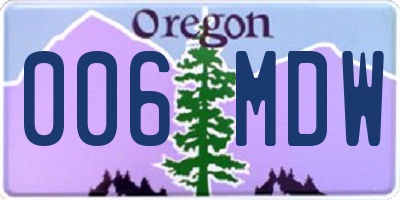 OR license plate 006MDW