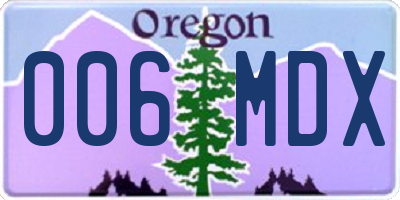 OR license plate 006MDX