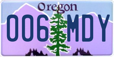 OR license plate 006MDY