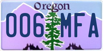 OR license plate 006MFA