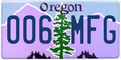 OR license plate 006MFG