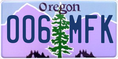 OR license plate 006MFK