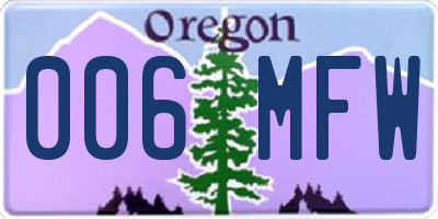OR license plate 006MFW