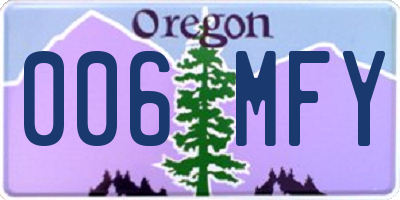 OR license plate 006MFY