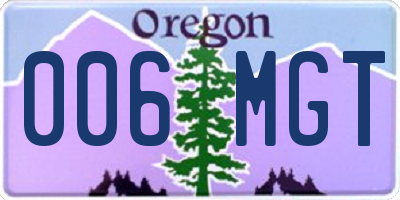 OR license plate 006MGT