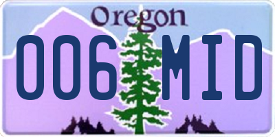 OR license plate 006MID