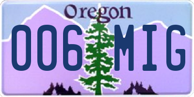 OR license plate 006MIG