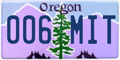 OR license plate 006MIT