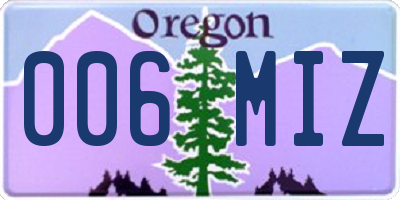 OR license plate 006MIZ