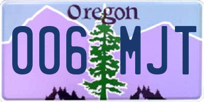 OR license plate 006MJT