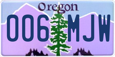 OR license plate 006MJW