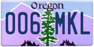 OR license plate 006MKL