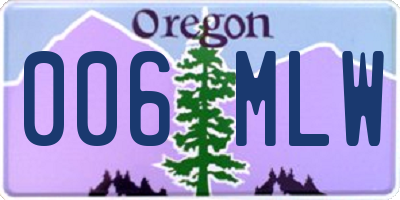OR license plate 006MLW