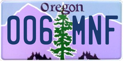 OR license plate 006MNF