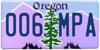 OR license plate 006MPA
