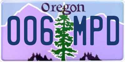 OR license plate 006MPD