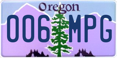 OR license plate 006MPG