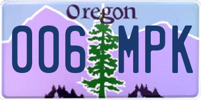 OR license plate 006MPK