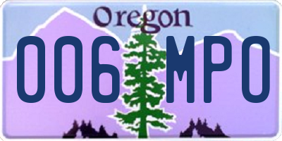 OR license plate 006MPO