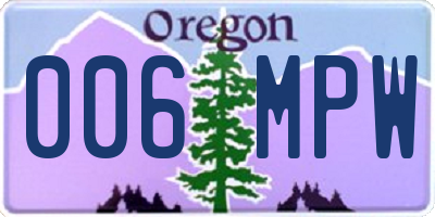 OR license plate 006MPW
