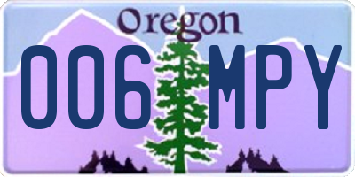 OR license plate 006MPY