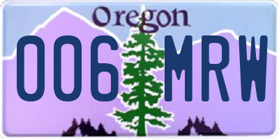 OR license plate 006MRW