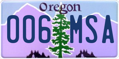OR license plate 006MSA