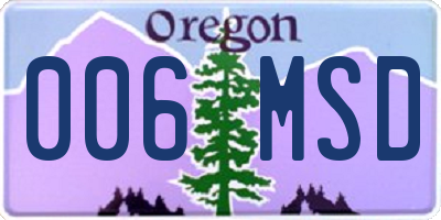 OR license plate 006MSD