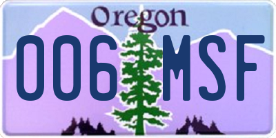 OR license plate 006MSF