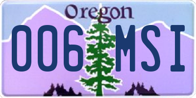 OR license plate 006MSI