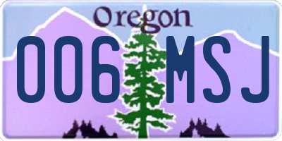 OR license plate 006MSJ