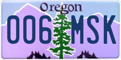 OR license plate 006MSK