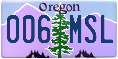 OR license plate 006MSL