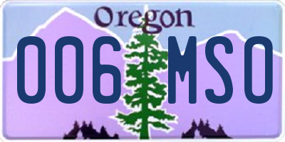 OR license plate 006MSO