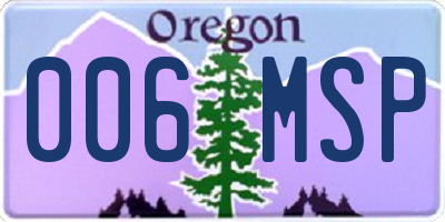 OR license plate 006MSP