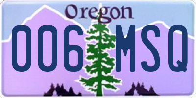 OR license plate 006MSQ