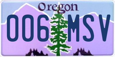 OR license plate 006MSV