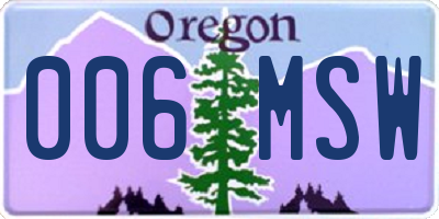 OR license plate 006MSW