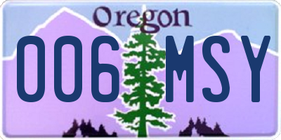 OR license plate 006MSY