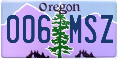 OR license plate 006MSZ
