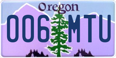 OR license plate 006MTU