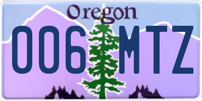 OR license plate 006MTZ
